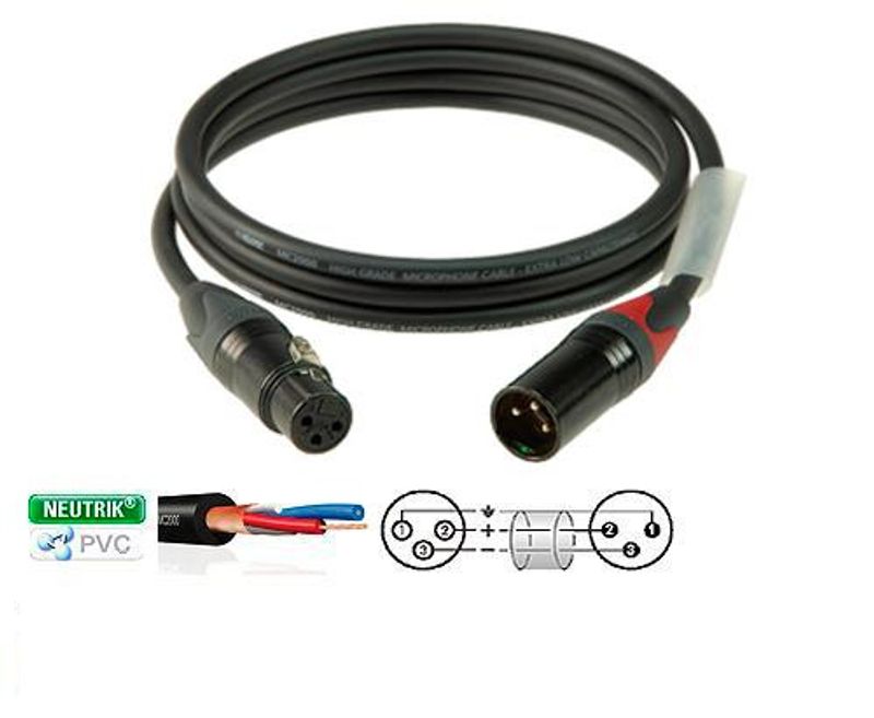 Klotz mik kabel m/hvit krave 10 m